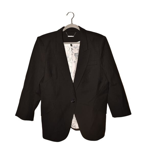WHITE HOUSE BLACK MARKET $220 Black Peak Lapel Stretch Editor Blazer Size 18 - Picture 1 of 3